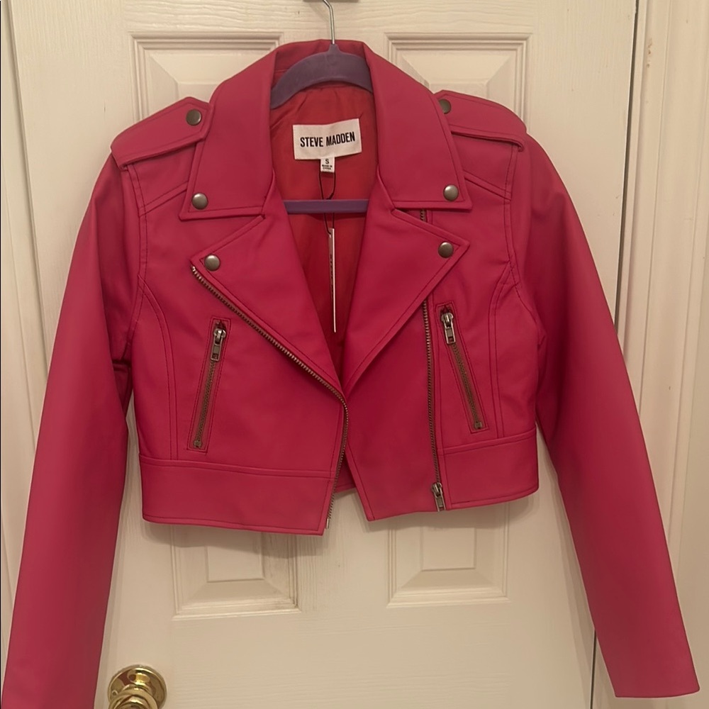 Steve Madden Pink Leather Moto Jacket